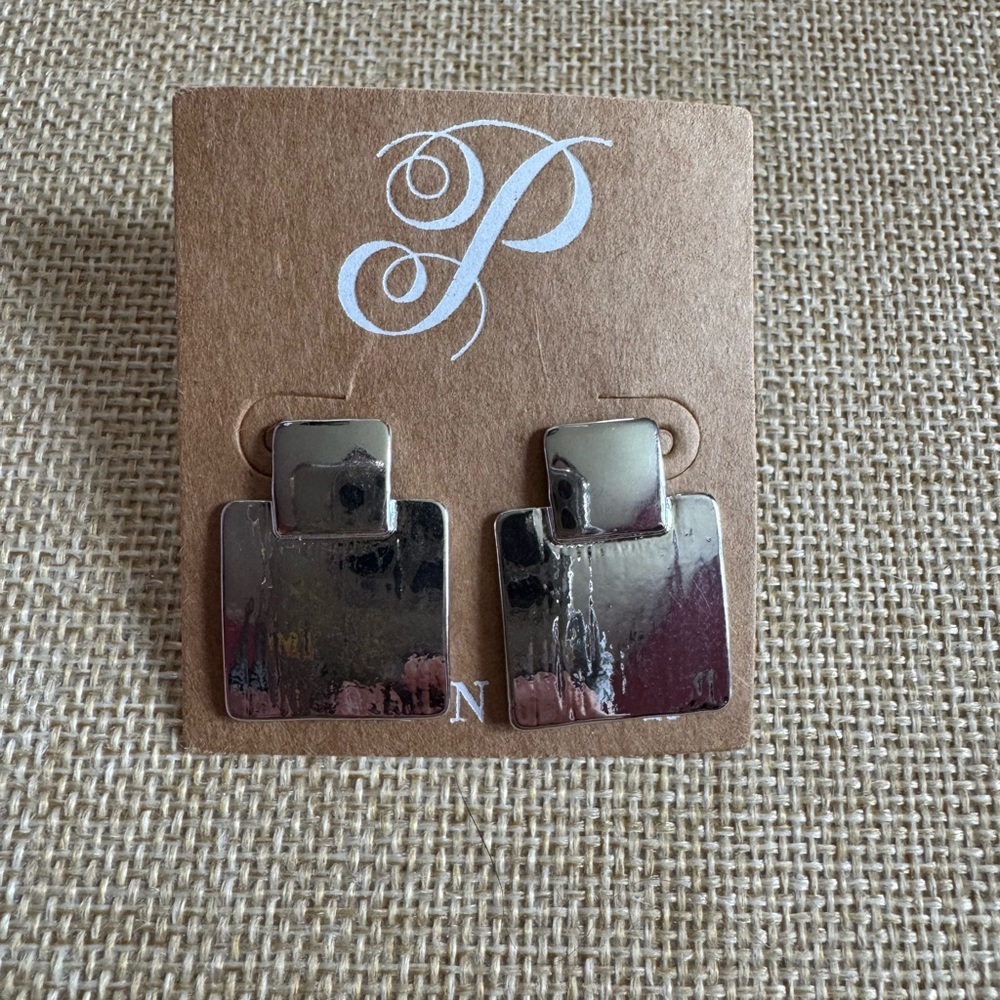 Plunder Silver Square Drop Earrings